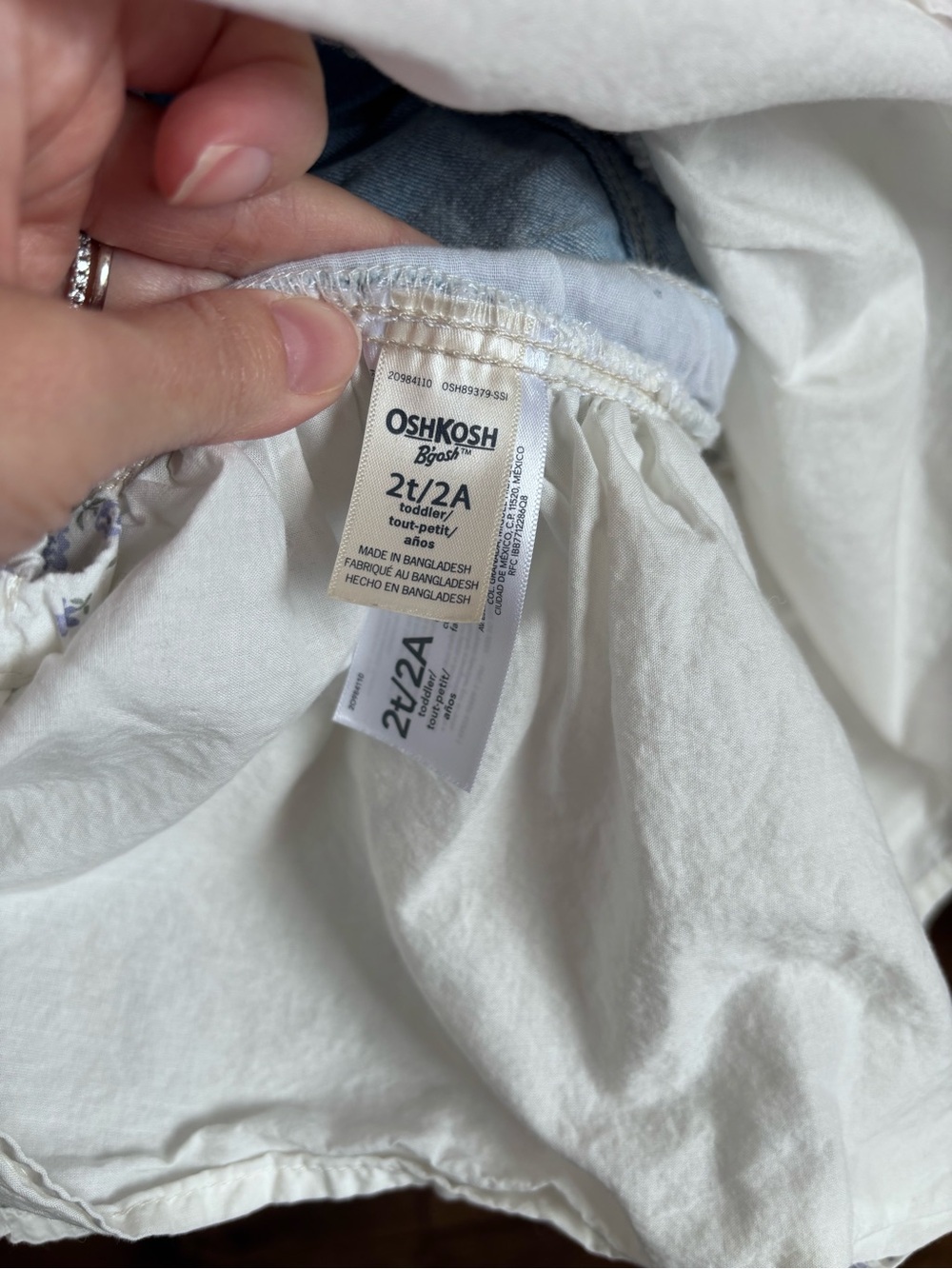 OshKosh B'gosh Light Blue Denim and White Floral Skirt Overalls - Picture 7 of 7